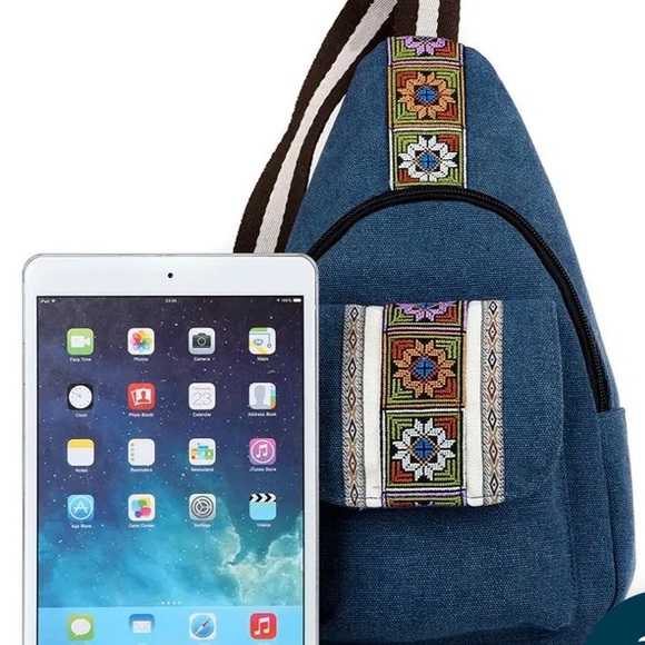 Denim Embroidered Messenger /Sling Bag Hobo Style - Picture 6 of 8